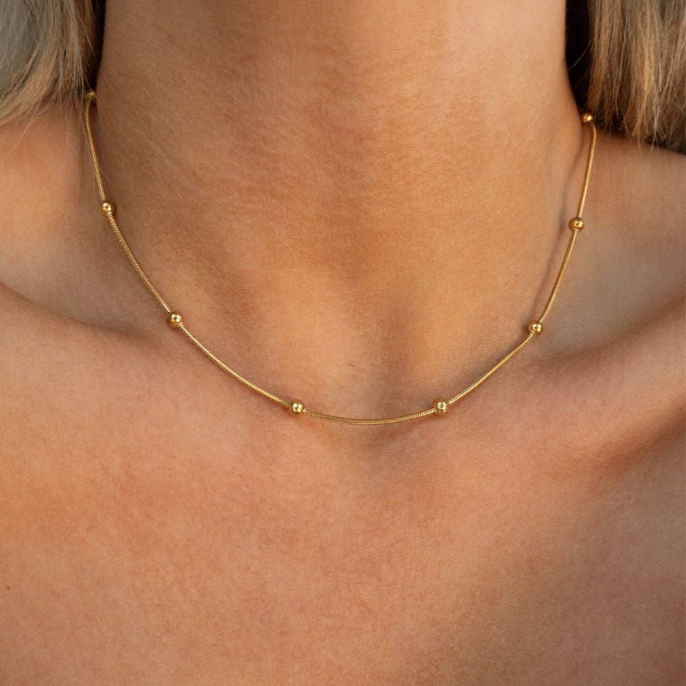Gold Beads Snake Chain Necklace