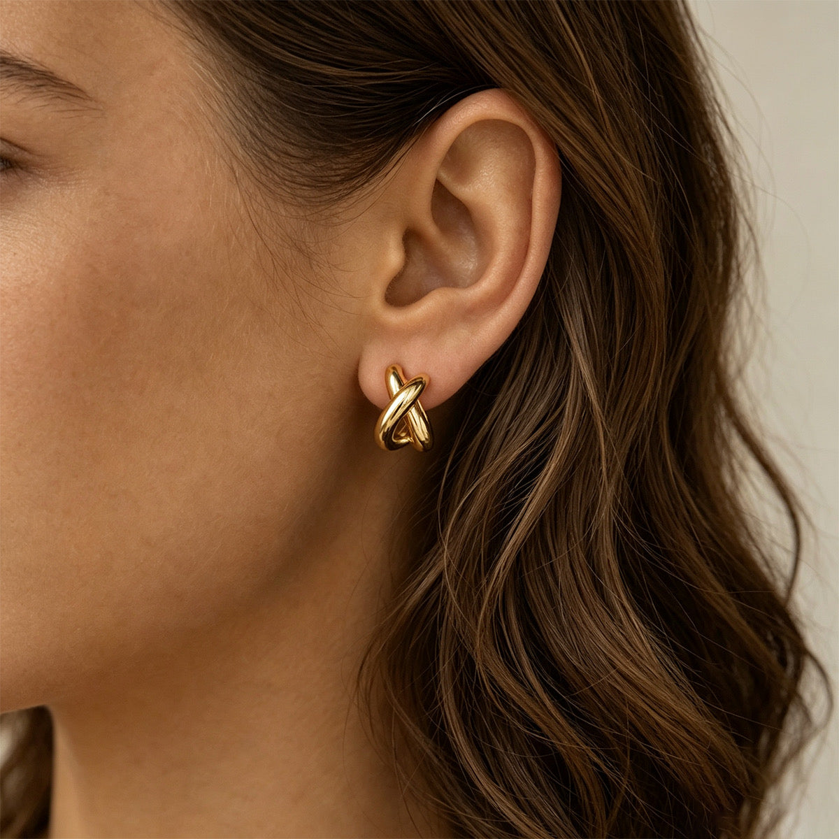 Sculpted Cross Gold Huggie Earring