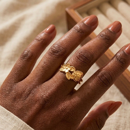 Floral Mushroom Garden Band Ring