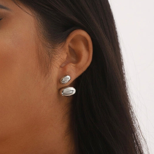 Silver Dual Bean Statement Ear Jackets