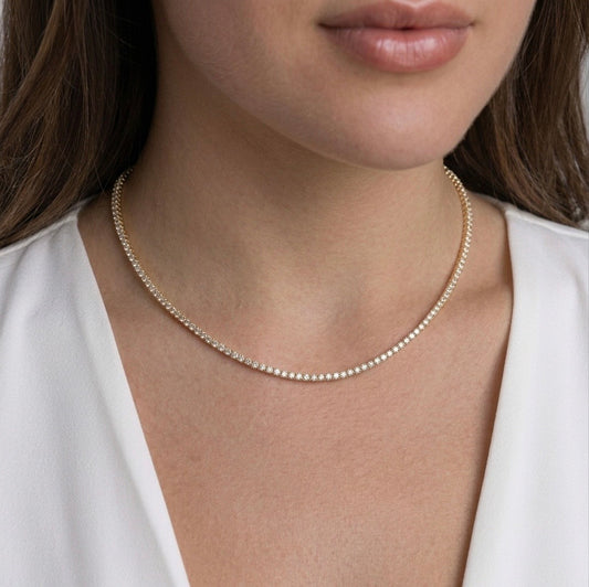 Golden Crystal Tennis Chain Necklace
