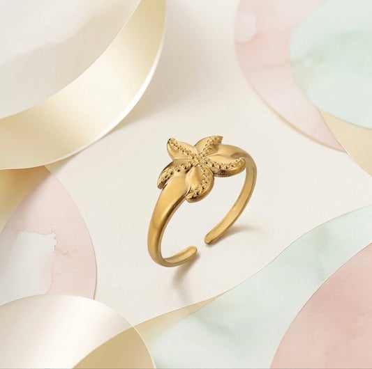 Golden Starfish Open Ring