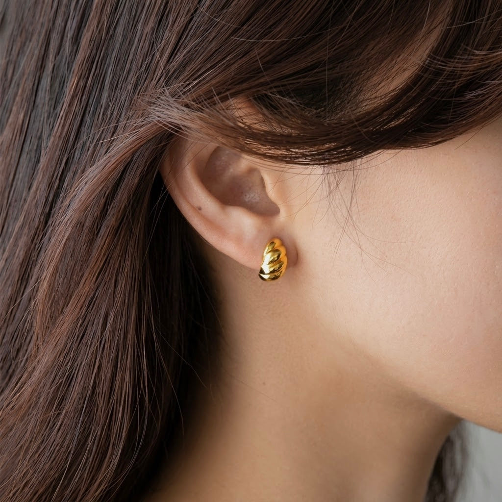 Chunky Twisted Croissant Huggie Earring