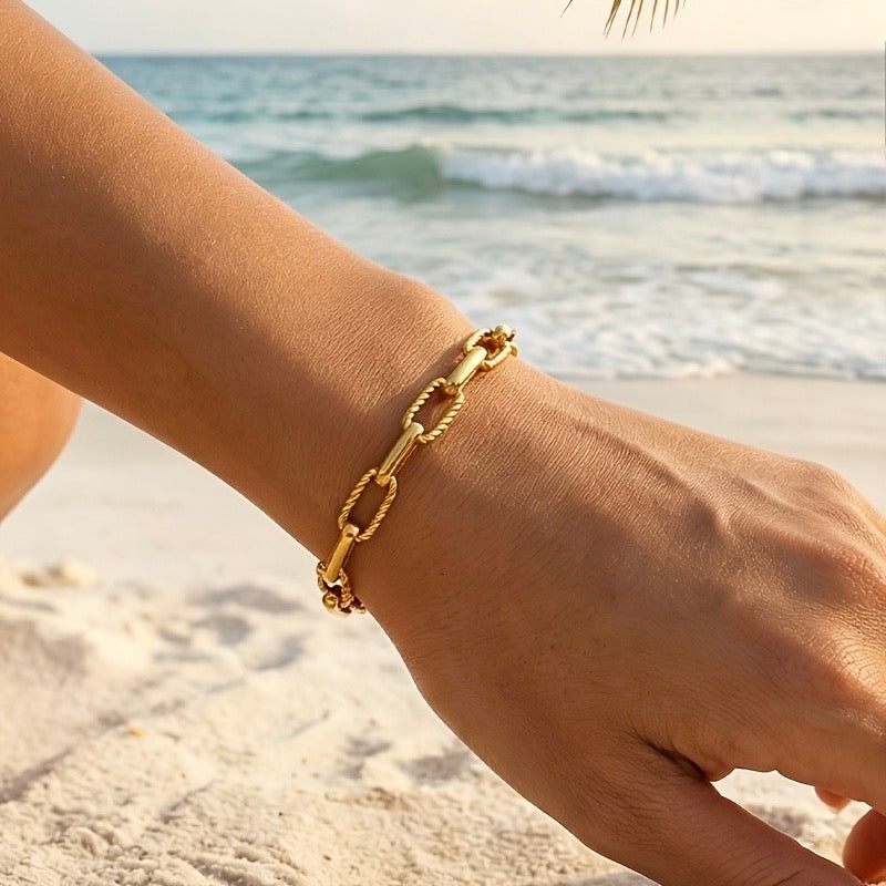 Twisted Paperclip Chain Link Bracelet