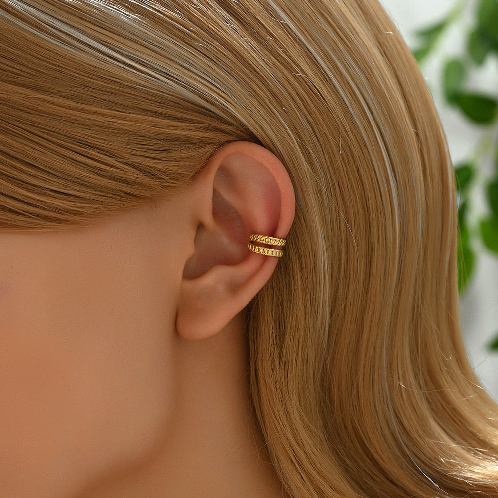 Dual-Row Textured Ear Cuffs