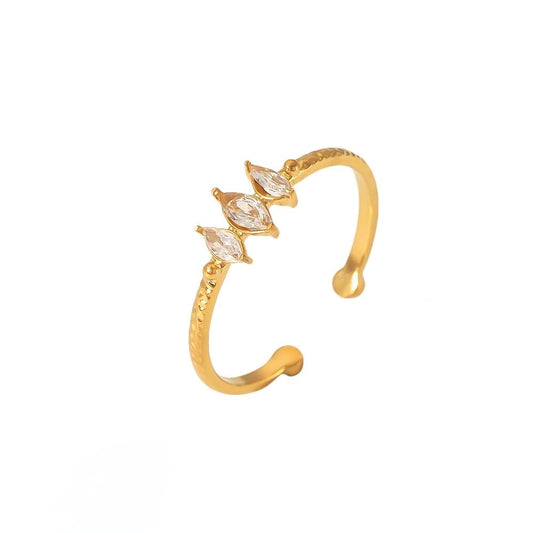 Marquise Crystal Textured Open Ring