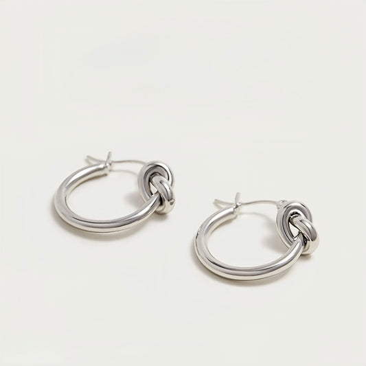Tied Knot Silver Hoop Earring