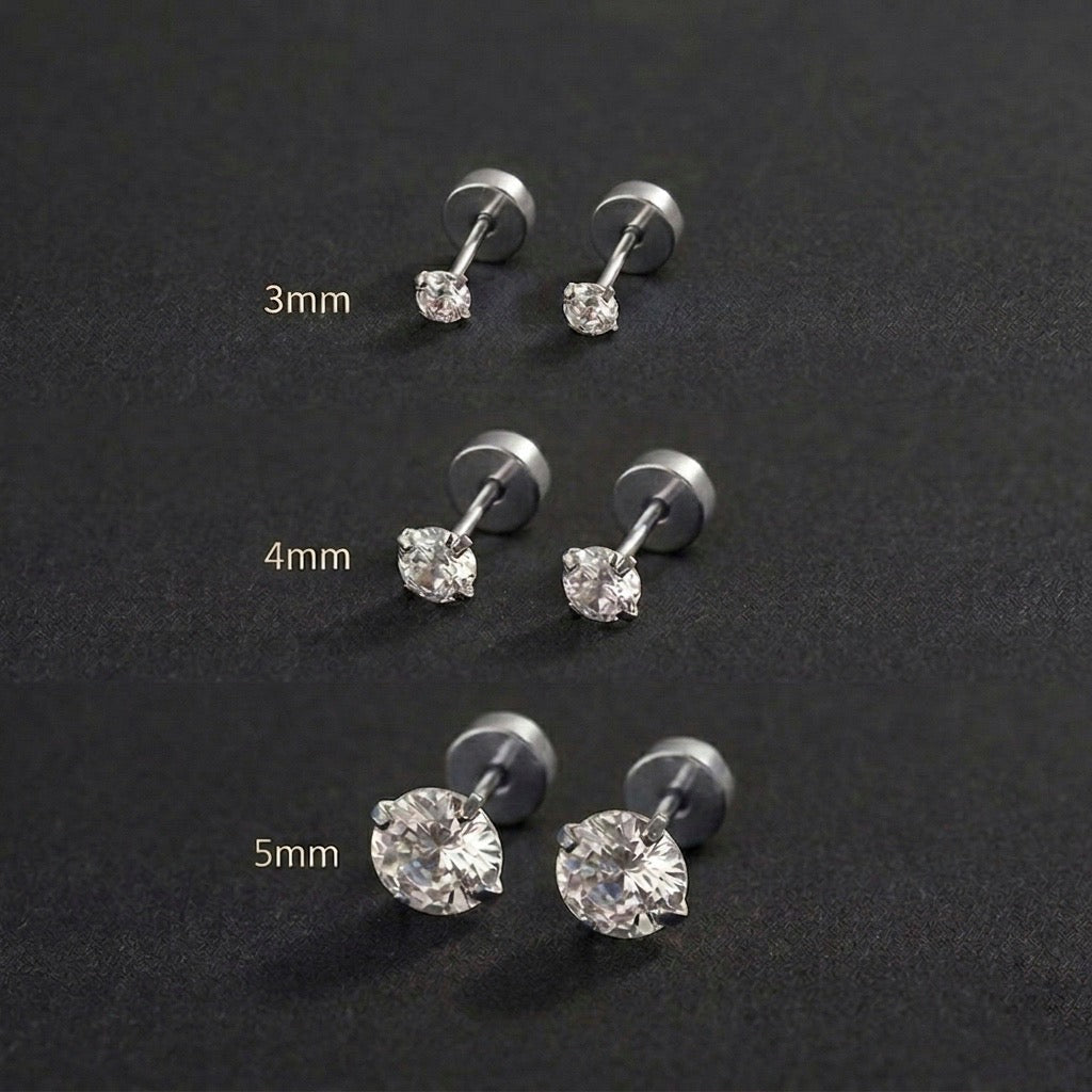 Brilliant Solitaire Flat-Back Crystal Studs