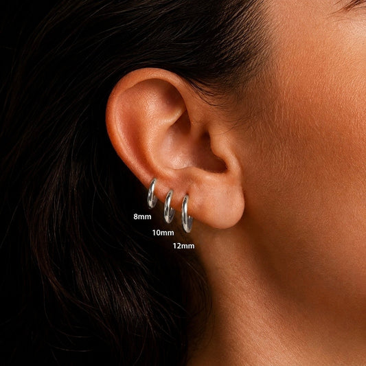 Silver Minimalist Huggie Hoop Earrings