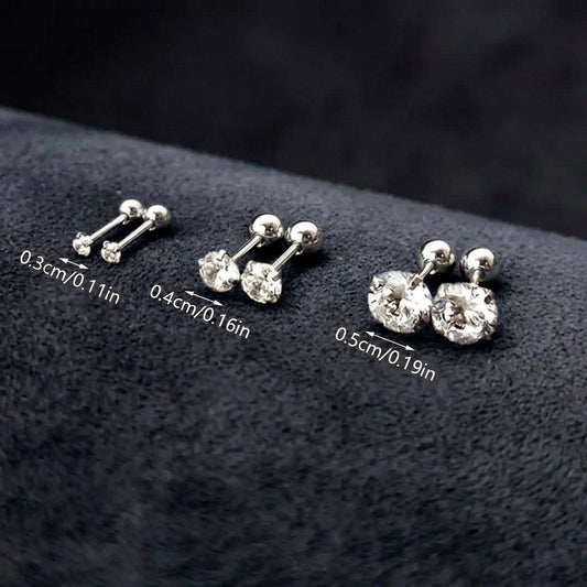 Brilliant Crystal Solitaire Screw-Back Studs