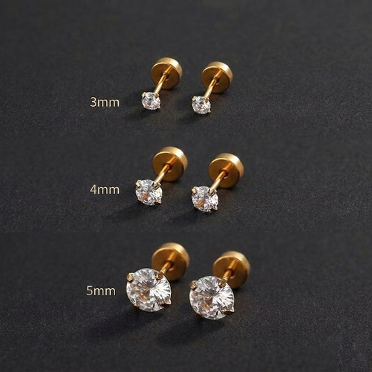 Brilliant Solitaire Flat-Back Golden Crystal Studs