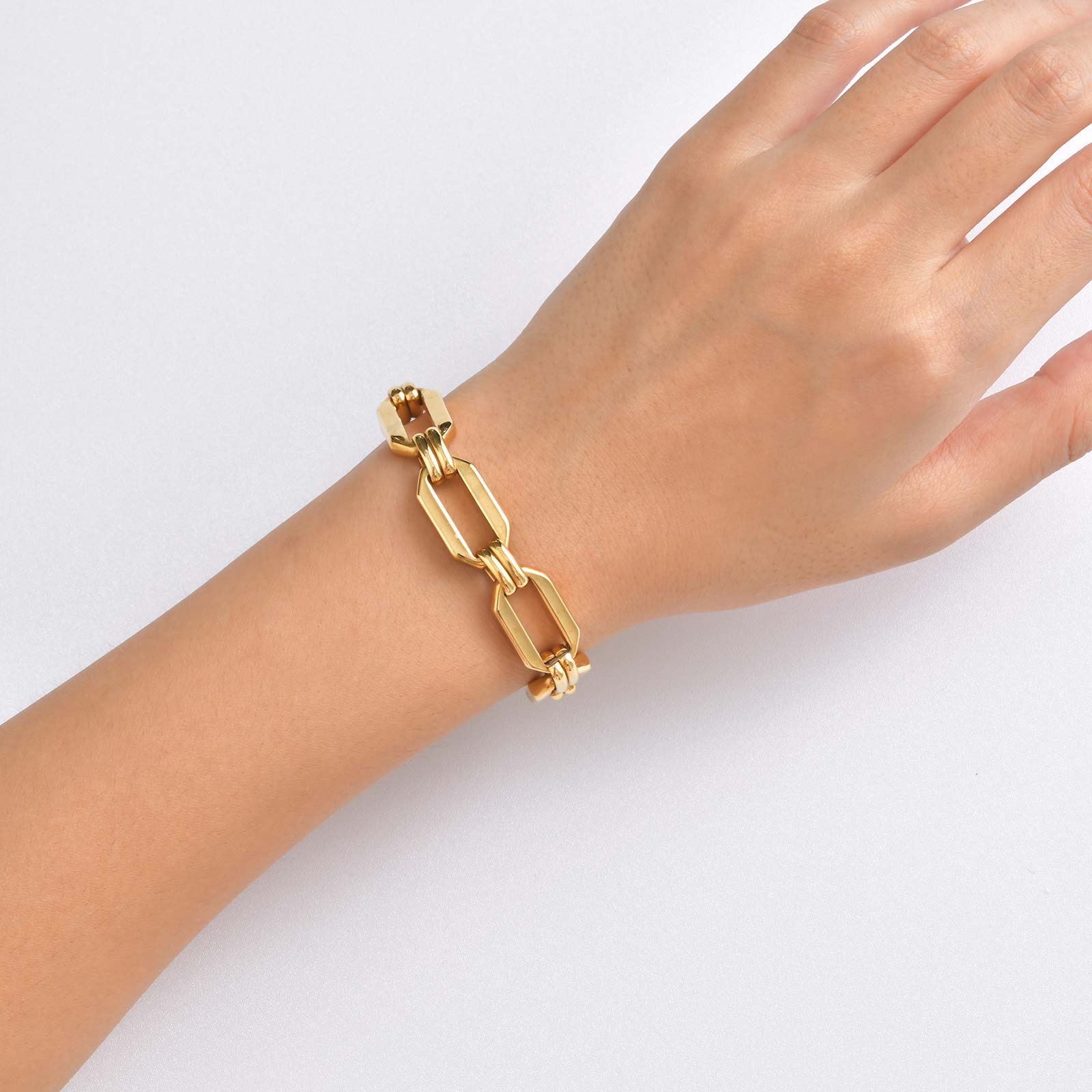Gold Sculptural Octagon Link Bracelet