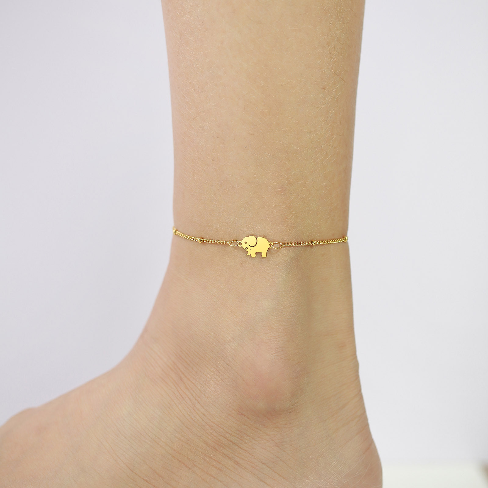 Gold Lucky Elephant Charm Anklet