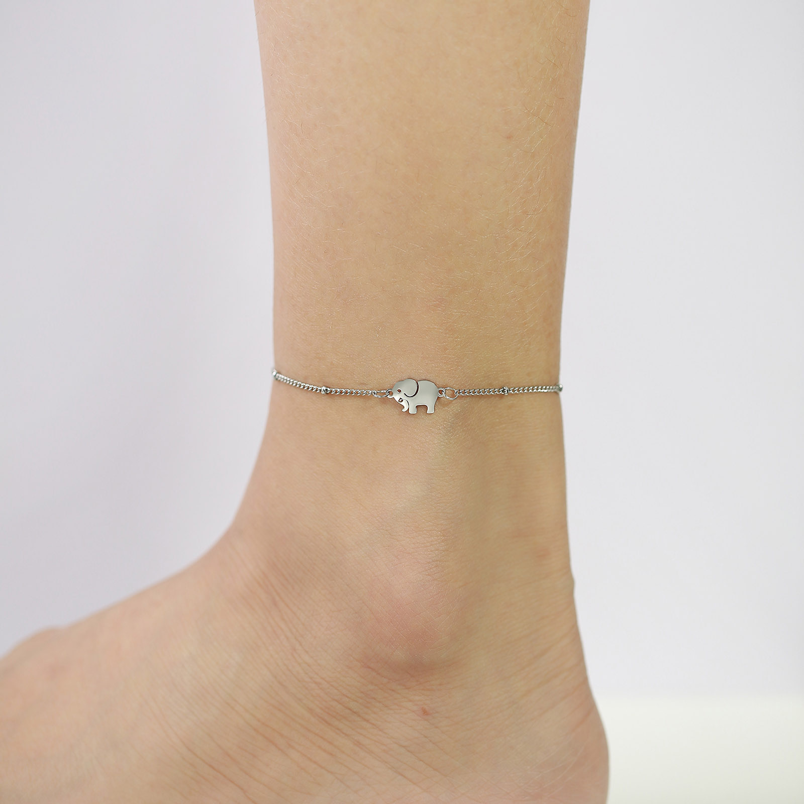 Silver Lucky Elephant Charm Anklet