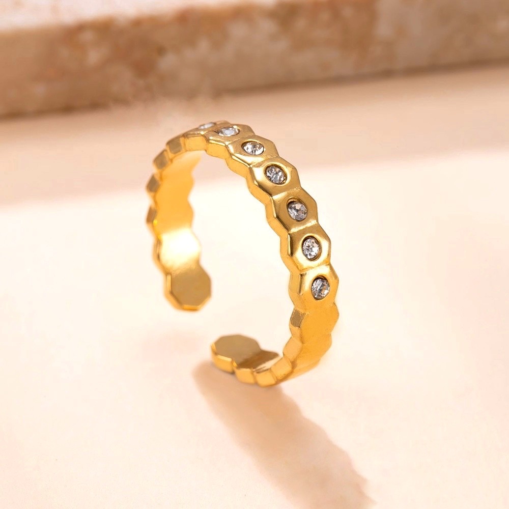 Crystal Honeycomb Adjustable Ring